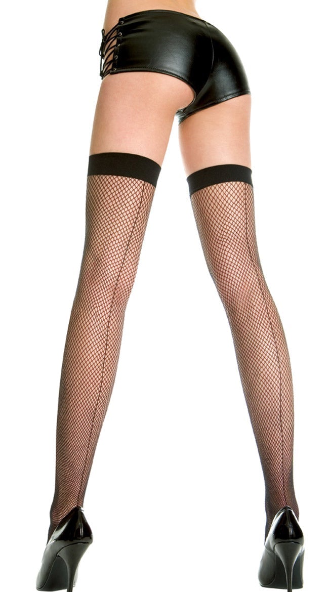 Plus Size Backseam Fishnet Thigh Highs