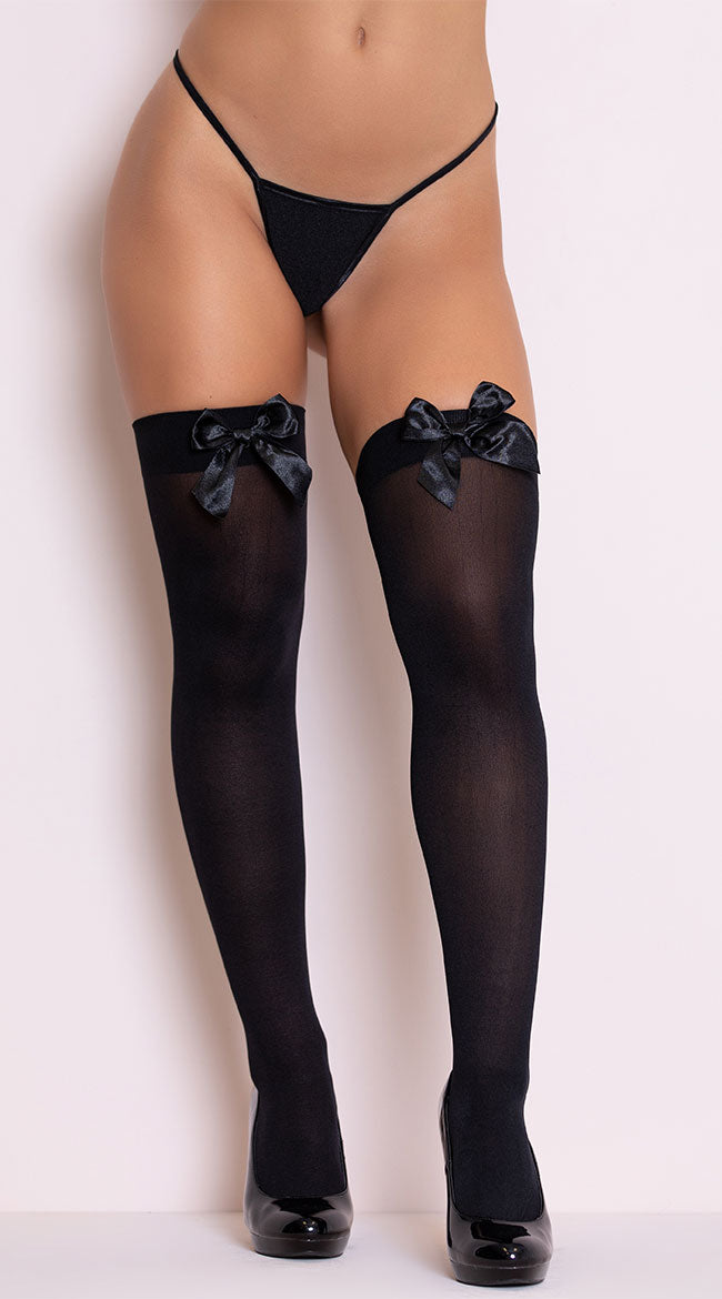Thigh High Stockings with Satin Bow