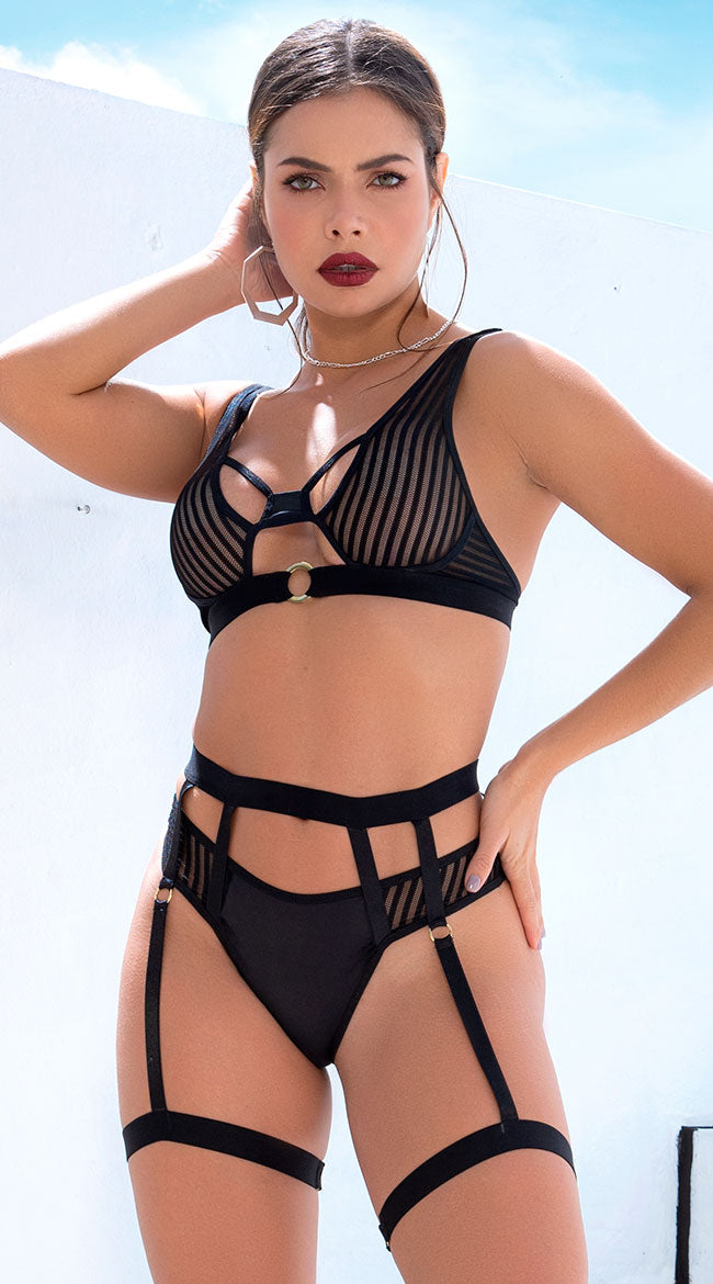 Love Not Fight Stripe Bra Set