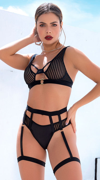 Love Not Fight Stripe Bra Set