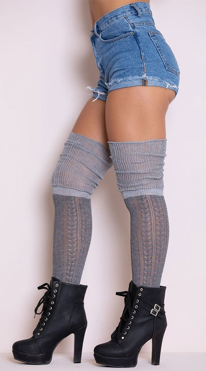 Meias altas até a coxa com estampa aconchegante