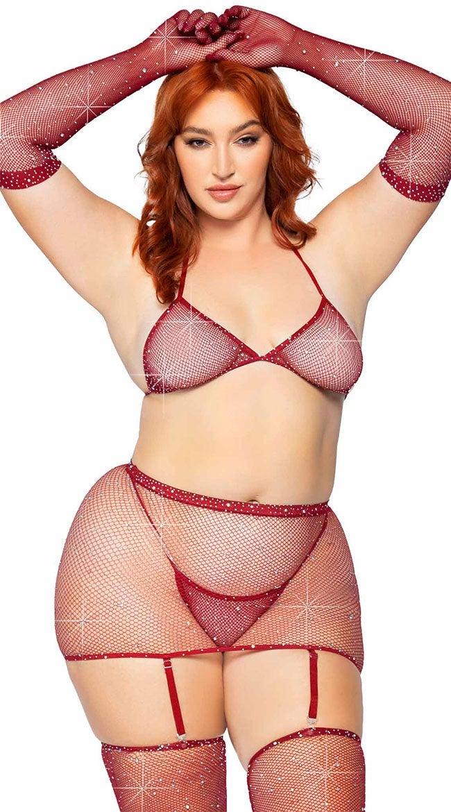 Plus Size Sparkle And Fine Bra Set
