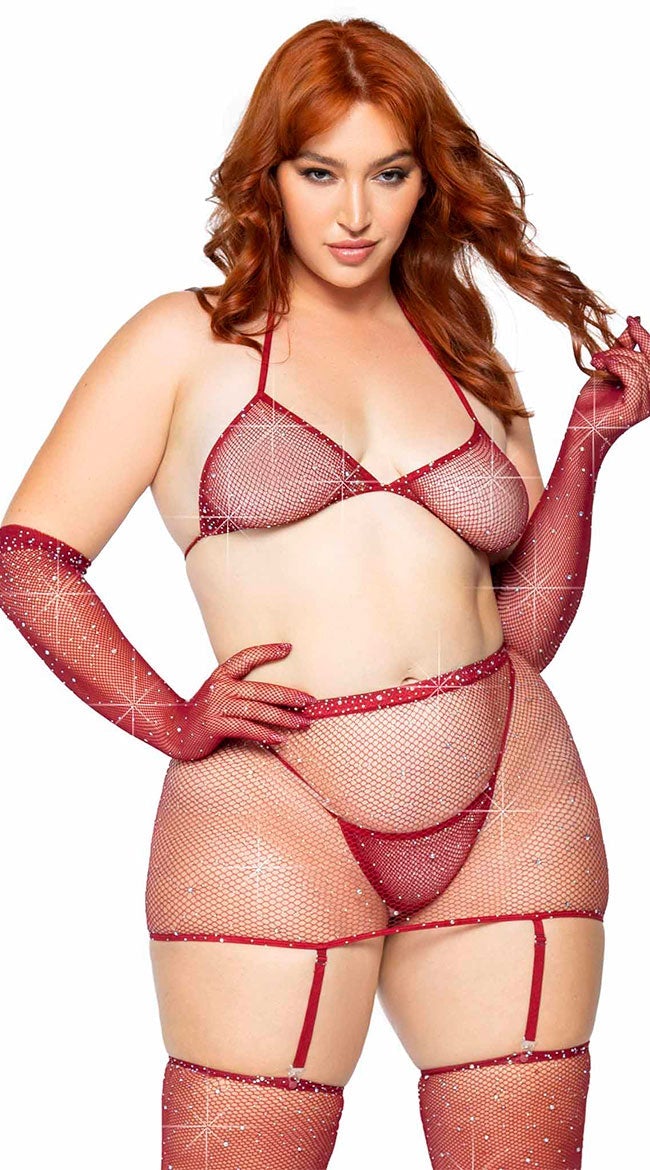 Plus Size Sparkle And Fine Bra Set