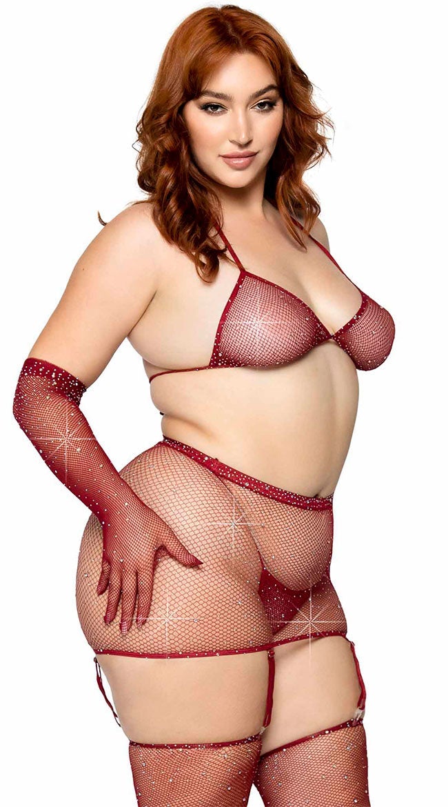 Plus Size Sparkle And Fine Bra Set