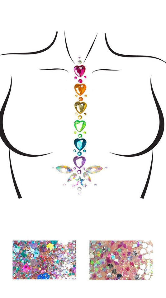 Pacotes de joias corporais e brilhos Adore Hearts