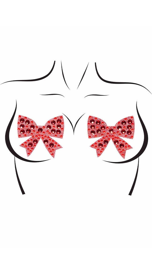 Pastéis de strass com laço vermelho